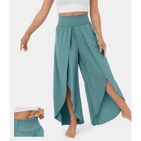 HALARA Pants - NWT Halara High Waisted Pocket Palazzo Flowy Casual Pants Blue Size Small